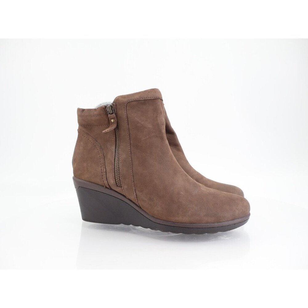 Earth Cardinal Ankle Boot Women's Size 10 Stone Brown Leather Wedge Bootie